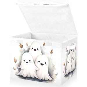 senya halloween baskets collapsible storage bins with lids, cute little ghosts storage boxes clothes baskets for organizing, b06d22020