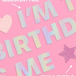 xo, Fetti Eras I'm The Birthday Girl Banner 5 Ft, Iridescent | Birthday Party Decoration, Bday Photo Booth Backdrop, Silver HBD Sign Supplies