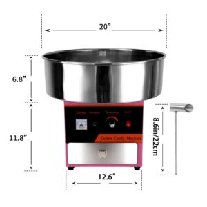 Cotton Candy Machine Commercial, Cotton Candy Maker with Stainless Steel Bowl, Sugar Scoop, Storage Drawer, 1000W Electric Floss Maker for Family Party, Home, Kids Birthday, Carnival(Pink)