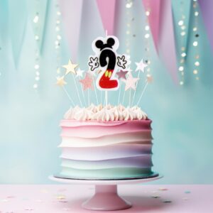 Mouse 2nd Birthday Candle, Mouse Number 2 Cake Candle Birthday Cake Topper for Mouse 2nd Birthday Party Decorations