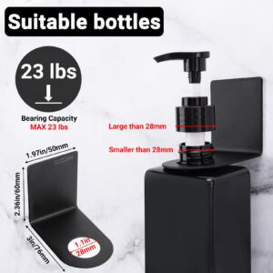 Segbeauty Adhesive Bottle Holder for Soap Dispenser, 3pcs 1.1inch 2.8cm Drill-Free Shower Bottle Holder Stainless Shower Shampoo Holder Wall Mounted, Black Hanging Rack for Bottle Hotel Toilet Kitchen