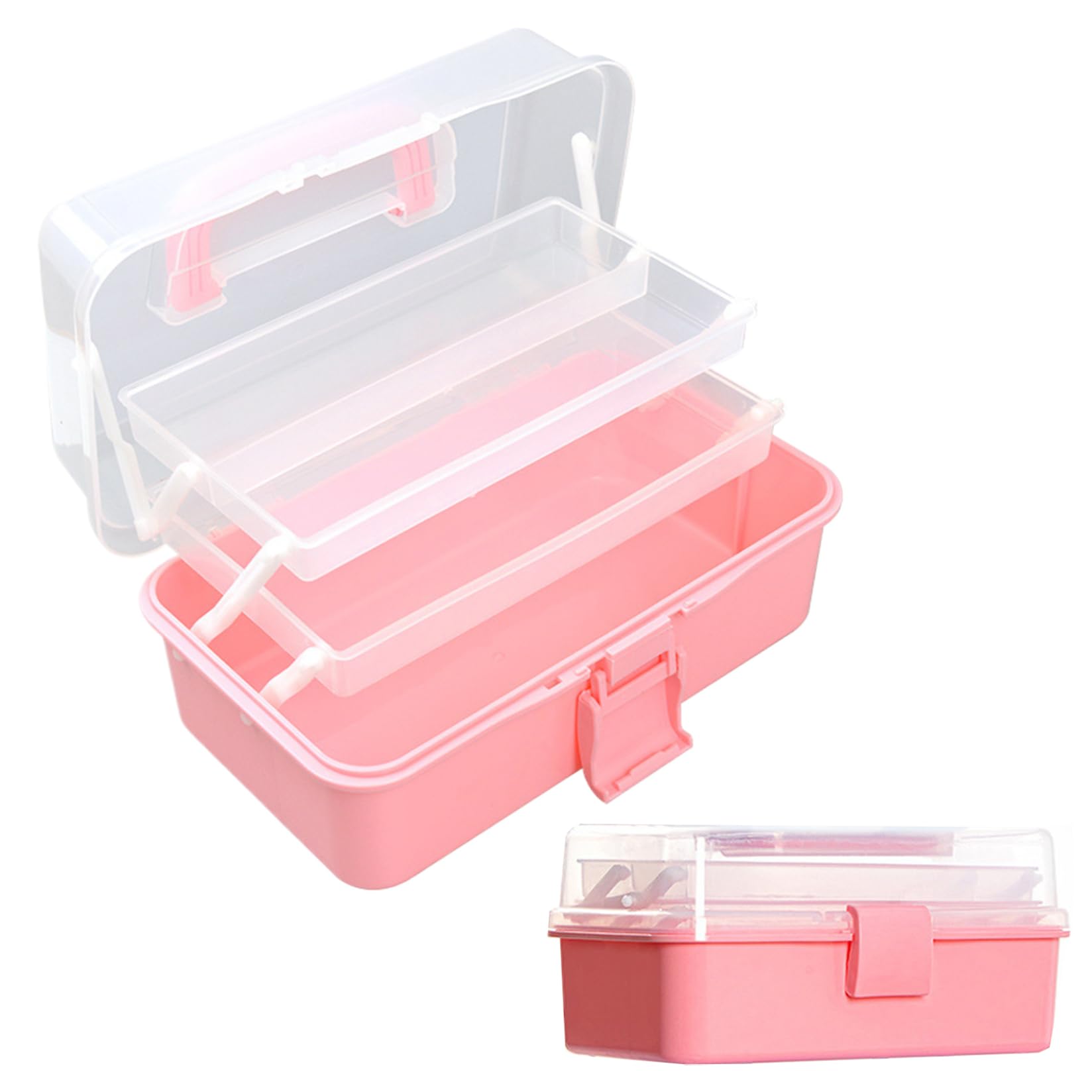 XJKLBYQ Art & Craft,Sewing Box for Sewing Supplies,Carrying Case Sewing Box Organizer Plastic Tool Box with Handle Art Supply Box Art Bin 3-Layer Stackable Art Box Medicine Box