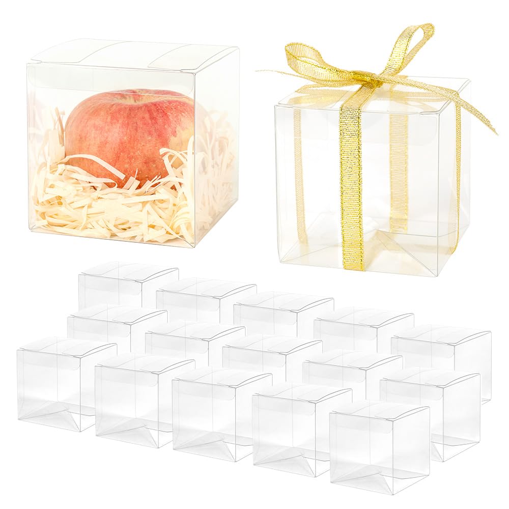 GTYOPR 36pcs 4 * 4 * 4inch PET clear gift box for gift food packaging,clear favor box, birthday party, wedding ceremony, baby gift party, macaron candy packaging box （4 * 4 * 4in）