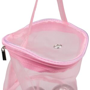 Craft County Mesh Yarn Holder with Carrying Handle – Collapsible Container to Store and Transport – Pink (Small)