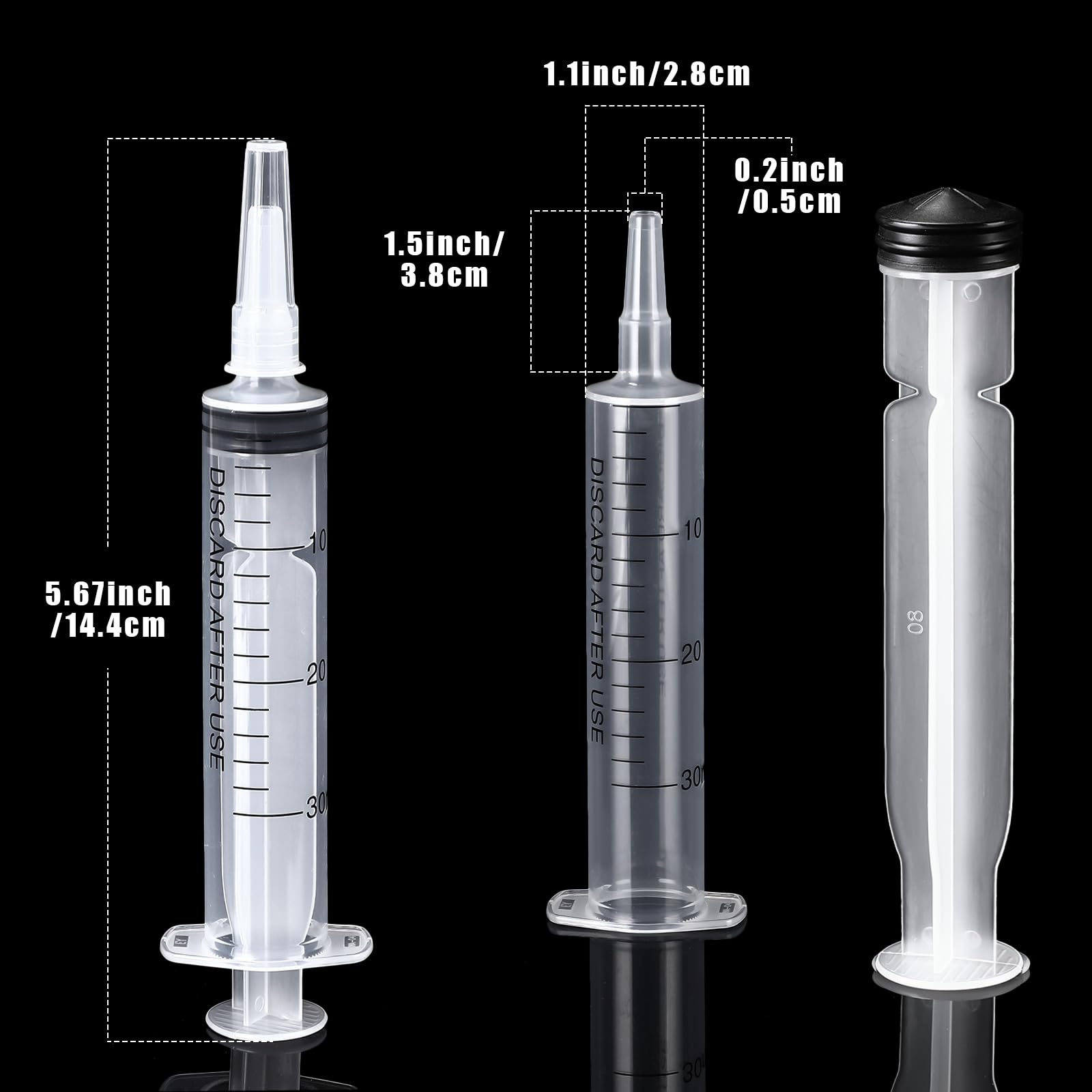 10 Pack Plastic Syringe Liquid Measuring Syringes Without Needle for Epoxy Resin, Craft, Scientific Labs, Feeding Pets Animals, Oil or Glue Applicator (30 ML)