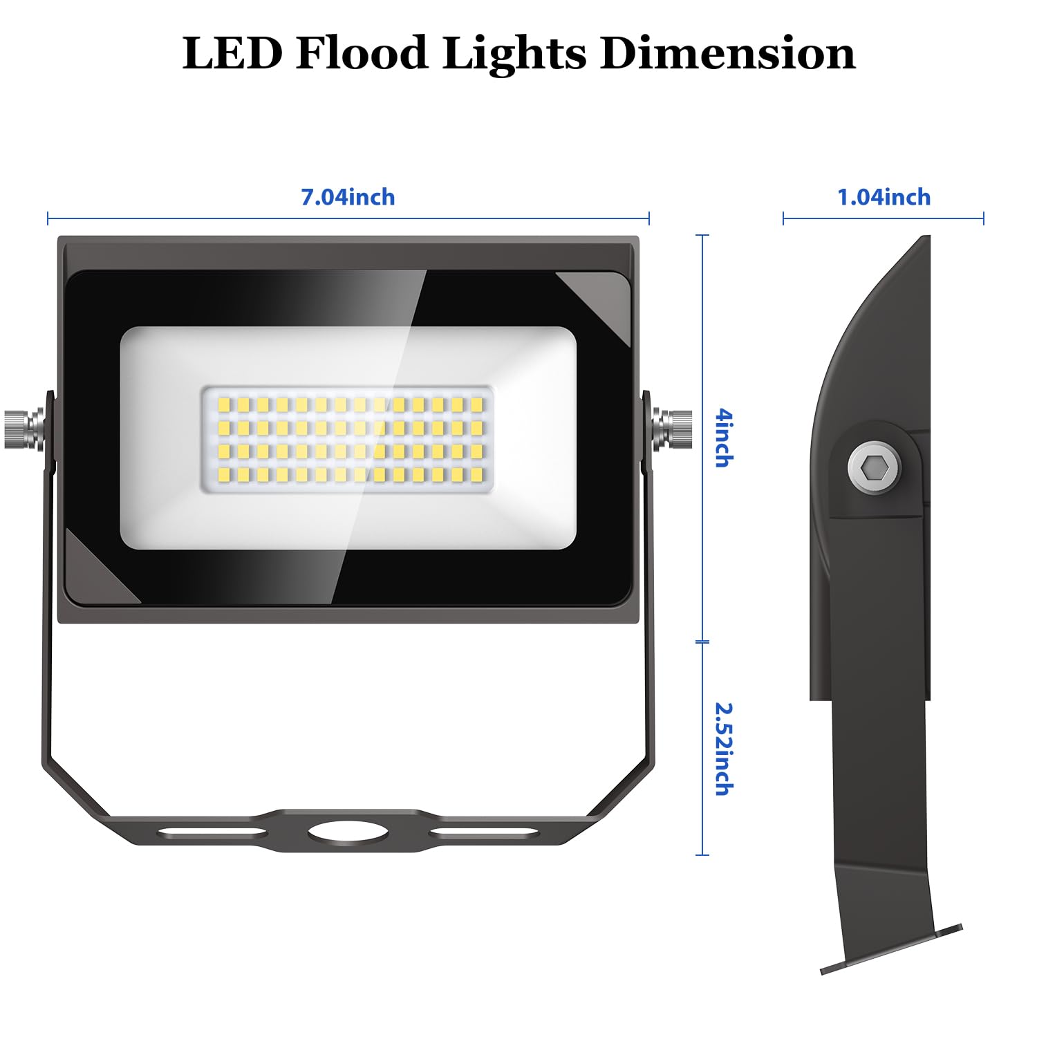 dephen 30W LED Flood Lights Outdoor with Bracket Mount, 3450Lumen 5000K LED Wall Pack Floodlight, IP65 Waterproof LED Security Lighting for Yard Patio Garden 120V (UL-Listed)