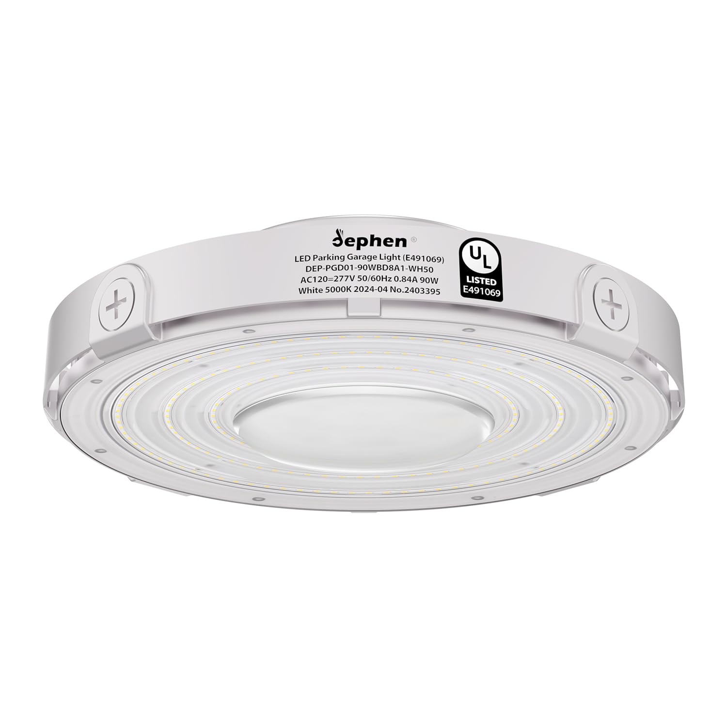 dephen 90W Round LED Canopy Light, 5000K Parking Garage Lights, 10350Lumens LED Ceiling Light AC120-277V Canopy Lighting for Gas Station Barn Warehouse Storage (UL-Listed)