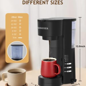 MIKESIER 3IN1 Single Serve Coffee Maker for K Cup & Ground, Small Coffee Machine with Milk Frother, 6-14oz Brew Size, 28oz Water Tank, Adjustable Drip Tray