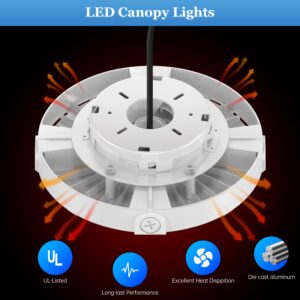 dephen 90W Round LED Canopy Light, 5000K Parking Garage Lights, 10350Lumens LED Ceiling Light AC120-277V Canopy Lighting for Gas Station Barn Warehouse Storage (UL-Listed)