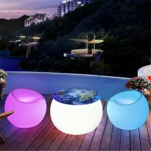 Mr.Go 22-Inch LED Glow Chair, 16 Colors Changing LED Chair, Waterproof Round LED Seat Dimmable LED Mood Lighting for Home Patio Bar Party Pool Deck (22-inch, Round)