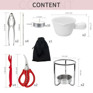 Reasmi Crab Crackers and Tools Set with 2 Crab Leg Cracker,2 Butter Warmer for Seafood,4 Crab Leg Forks,4 Lobster Shellers,2 Seafood Scissors,10 Tealight Candles,1 Bag,seafood crackers and tool(25pcs)