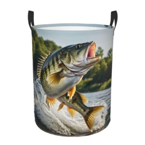 kiroja bass fishing wave laundry hamper,portable clothes hampers,storage basket toys storage organizer for home dorm, small