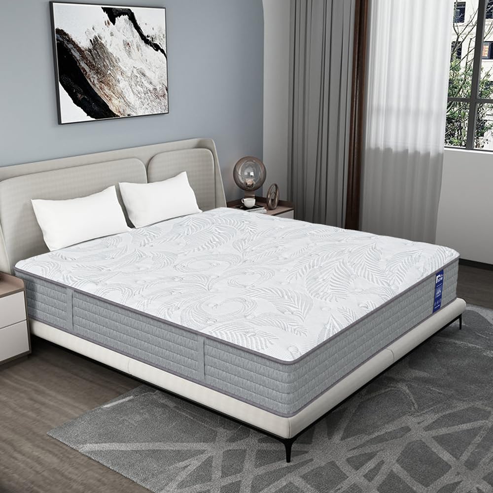 King Size Mattress,12 Inch Hybrid King Mattress in a Box, Medium Firm Mattress King Size with High Density Memory Foam and Independent Pocket Springs, Strong Edge Support (12 INCH, King)