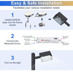 4 Pack 75W LED Shoebox Retrofit Kits, 10125LM LED Parking Lot Retrofit Light Replace 350W MH/HPS/HID 5000K E39 Mogul Base Retrofit Lights for Parking Lot Flood Lighting, AC 100-277V ETL DLC Listed