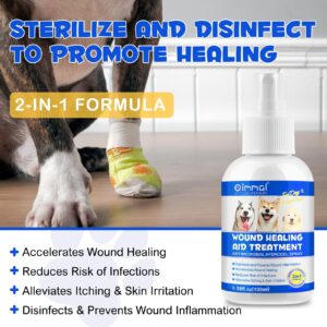 Pet Wound Healing Spray| Dogs, Cats, Horses, Skin Aid Spray for Cats and Dogs | First Aid Spray for Wound Care | Healing on Cuts, Hot Spot, Burns, Skin Irritation, for Relief & Treatment |100m