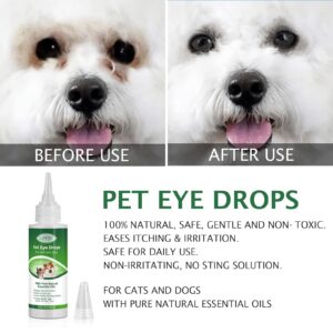 Eye Drops for Dogs and Cats, Gentle Formula Dog Eye Drops, Flush & Soothe Eye Irritations Supports Eyes Infection Relief Eye Cleaner, - Pet Eye Gentle Care Supplement Cats Drops for Eyes - 4.04 fl oz