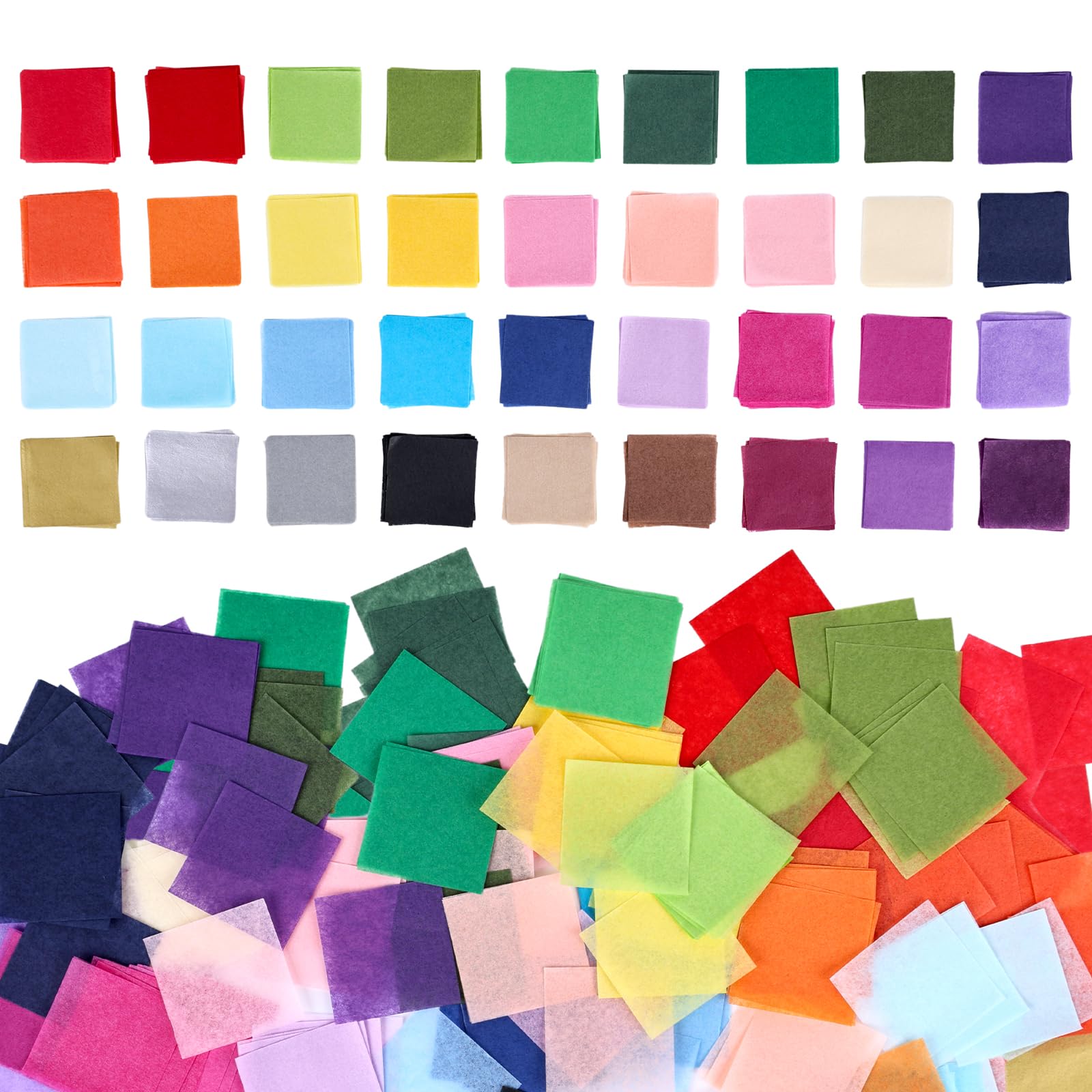 Koogel 11200 PCS Square Tissue Paper Bulk, 1x1inch Art Rainbow Tissue Paper Mosaic Squares Precut Paper 40 Colors for Scrapbooking Collage DIY Crafts Project