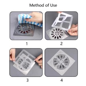 BOYYOEE Disposable Drain Hair Catcher Shower Drain Cover Hair Catcher,Shower Drain Mesh Stickers for Human and Pet Hair for Bathroom Laundry Bathtub Kitchen Sink(4"" X 4""，30 PCS Pack) (100), Gray