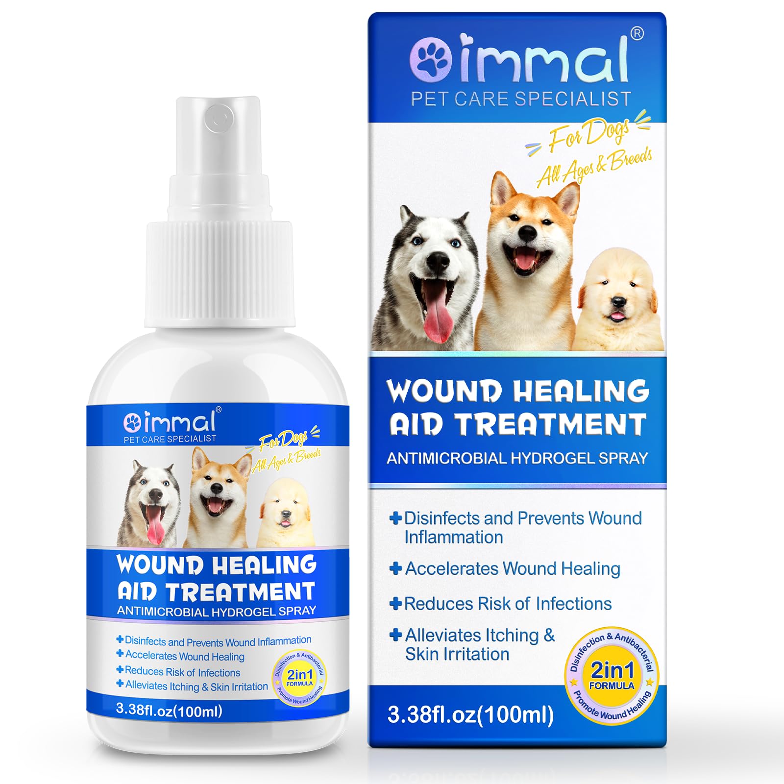 Pet Wound Healing Spray| Dogs, Cats, Horses, Skin Aid Spray for Cats and Dogs | First Aid Spray for Wound Care | Healing on Cuts, Hot Spot, Burns, Skin Irritation, for Relief & Treatment |100m