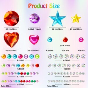 971 pcs Gem Stickers, Star Heart Round Small Stickers for Kids Adults, Glitter Cute Stickers for Crafts, Face Eye Body Makeup, DIY Decoration, Kids Reward, Sparkling Acrylic Rhinestones Jewel Stickers