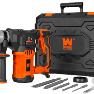 WEN 12-Amp 1-3/16-Inch Variable Speed SDS Plus Corded Rotary Hammer Kit with Case, Chisels, and Drill Bits (RH1042)