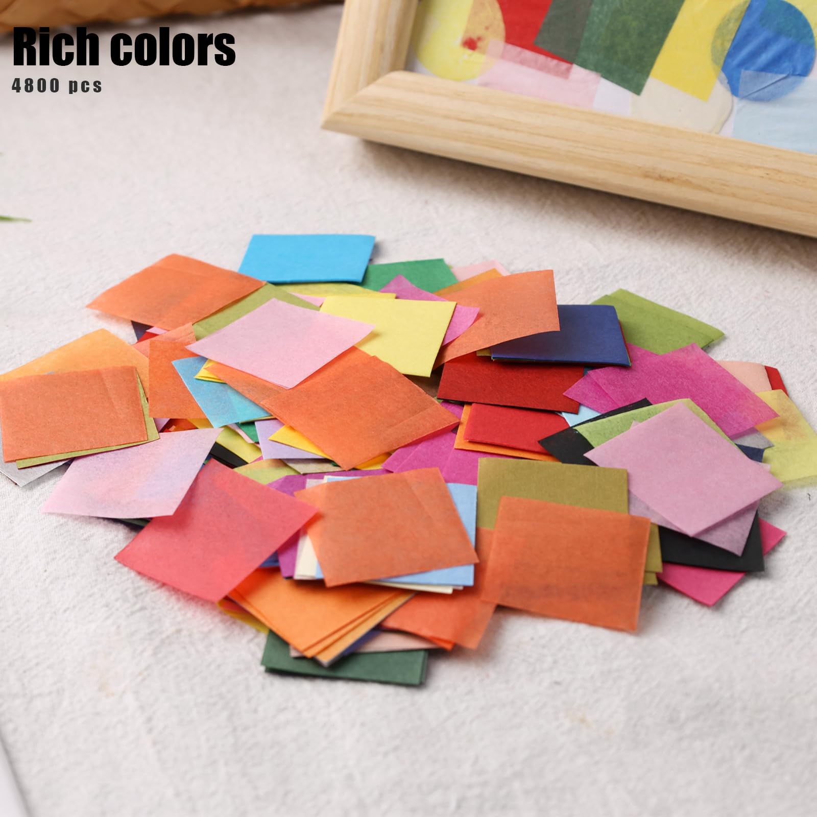 Koogel 11200 PCS Square Tissue Paper Bulk, 1x1inch Art Rainbow Tissue Paper Mosaic Squares Precut Paper 40 Colors for Scrapbooking Collage DIY Crafts Project