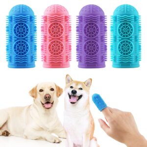 hmobnv dog toothbrush kit,finger toothbrush for dogs, finger toothbrush for dog teeth cleaning dental care,pet toothbrush 4pack