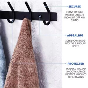 Coat Hooks Wall Mount, 5 Hooks for Robes, Bags, Keys, and Towels - Bathroom Towel Hanger Organizer for Bathroom, Bedroom, Closet Room, Kitchen