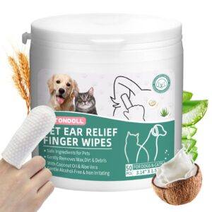 antondoll dog ear cleaner finger wipes - cat ear cleaner wipes grooming pet supplies reduce dirt wax, debris soothes & deodorizes, fresh coconut scent 50 counts