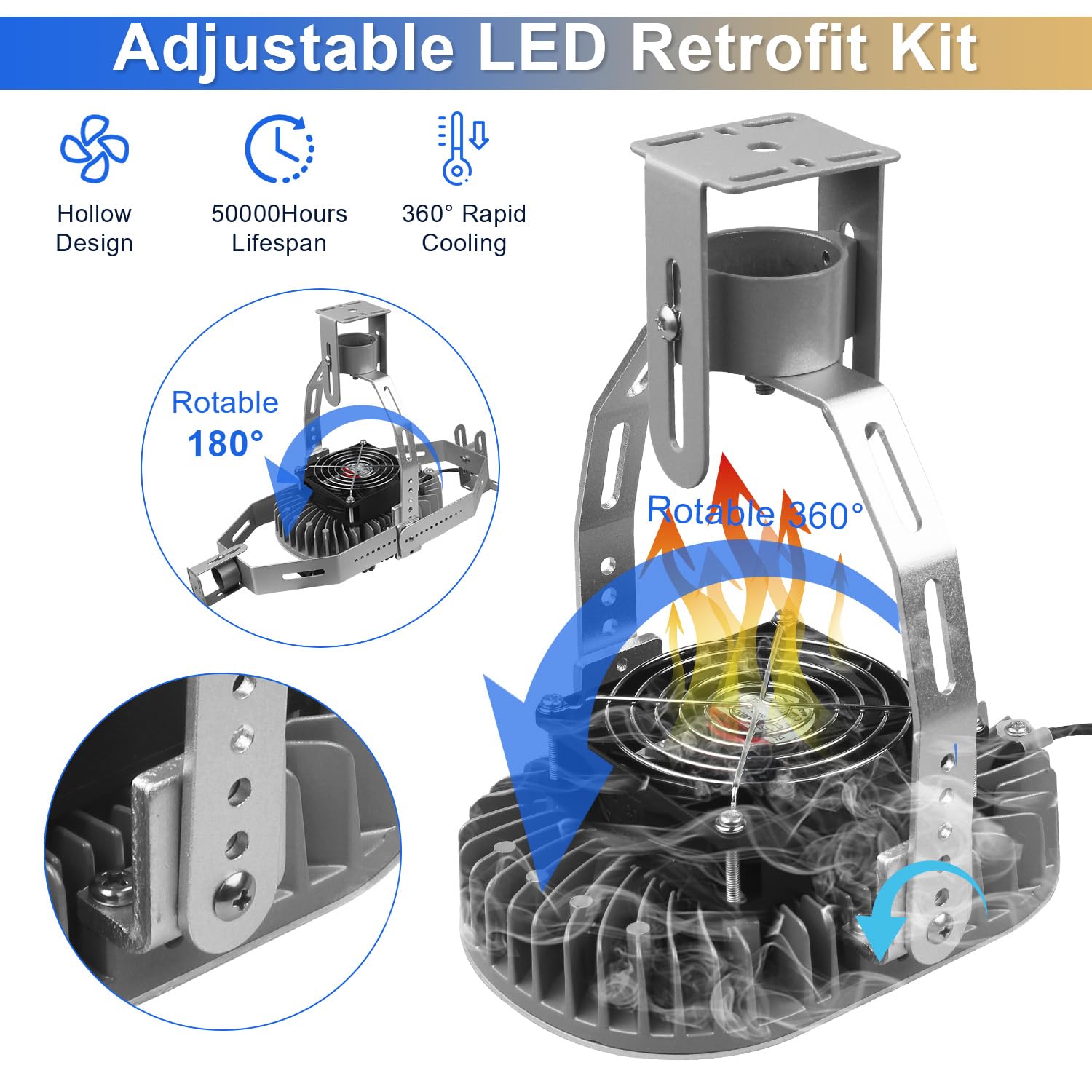 4 Pack 75W LED Shoebox Retrofit Kits, 10125LM LED Parking Lot Retrofit Light Replace 350W MH/HPS/HID 5000K E39 Mogul Base Retrofit Lights for Parking Lot Flood Lighting, AC 100-277V ETL DLC Listed