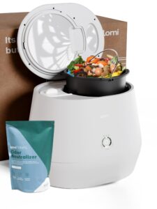 lomi 1.3 – 3l, electric composter (45 cycles), world’s first smart waste that turns waste into natural fertilizer with a single button, indoor compost - kitchen food recycler (white, lomi 1.3)