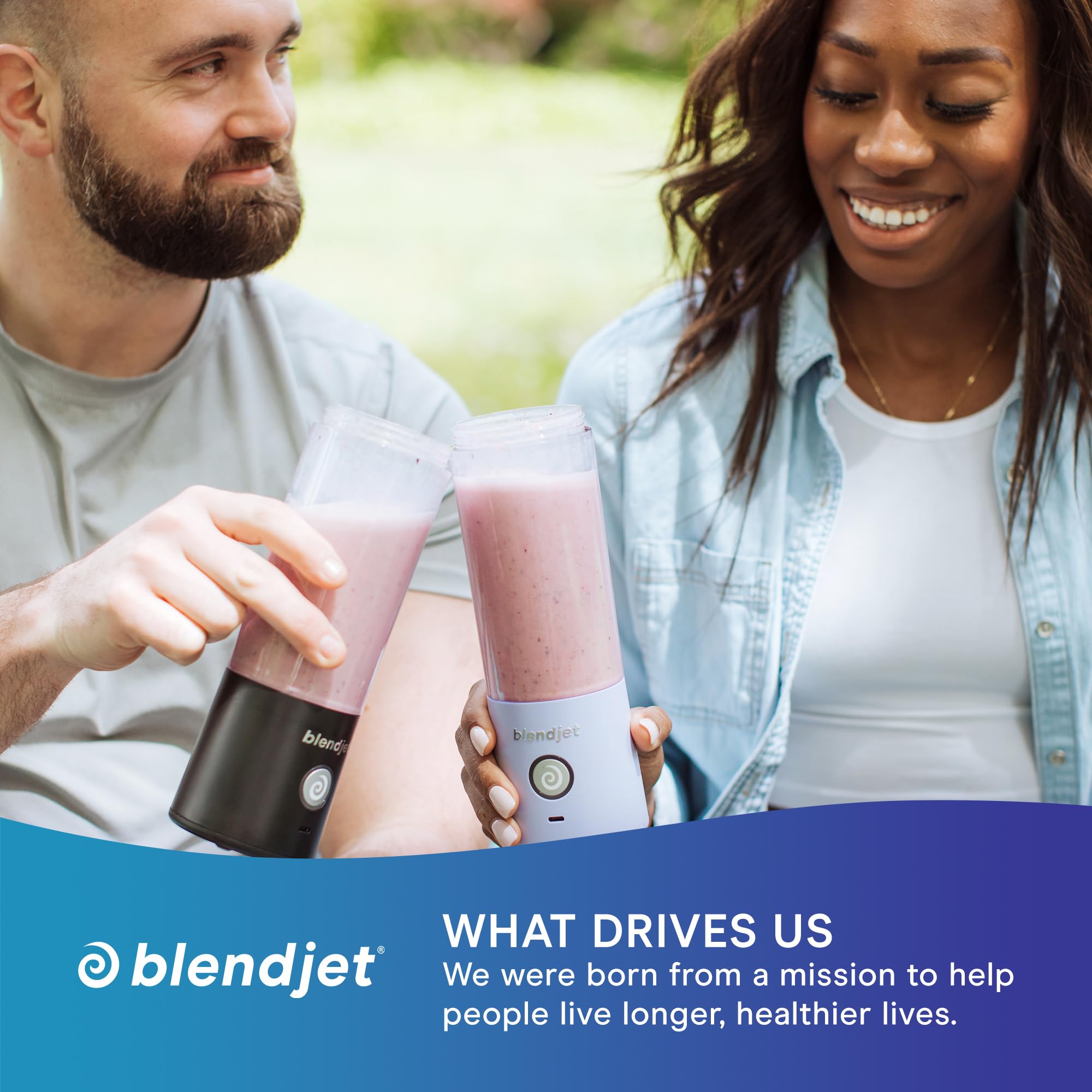 BlendJet Portable Blender for Smoothies & Shakes - 16oz BlendJet 2 Cordless Personal Small Blender, USB-C Rechargeable & Self Cleaning - Mini Travel Blender with Stainless Steel Blade (Sea Glass)