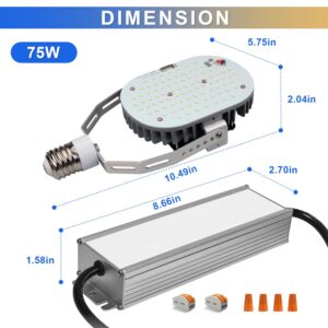 4 Pack 75W LED Shoebox Retrofit Kits, 10125LM LED Parking Lot Retrofit Light Replace 350W MH/HPS/HID 5000K E39 Mogul Base Retrofit Lights for Parking Lot Flood Lighting, AC 100-277V ETL DLC Listed