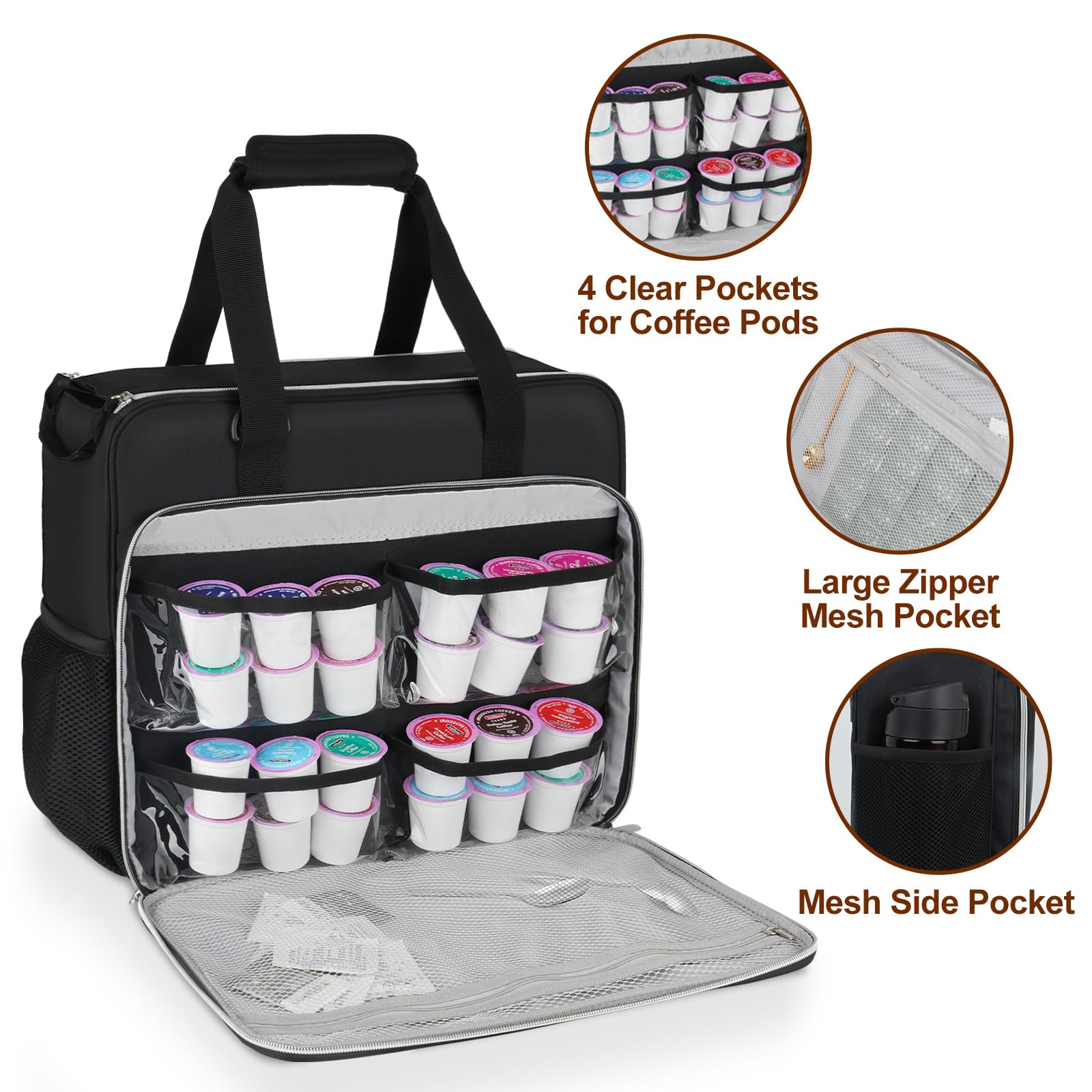 LEFOR·Z Coffee Maker Travel Bag Compatible with Keurig K-Slim/K-Express/K-Iced/Ninja PB051/PB041ST,Single Serve Coffee Brewer Carrying Case with Multiple Pockets for K-Cup Pods(Bag Only)