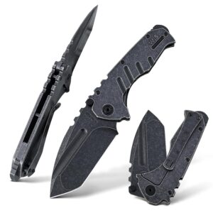 newootz aus-8 blade stone wash steel handle outdoor camping pocket folding knife edc portable climbing sharp