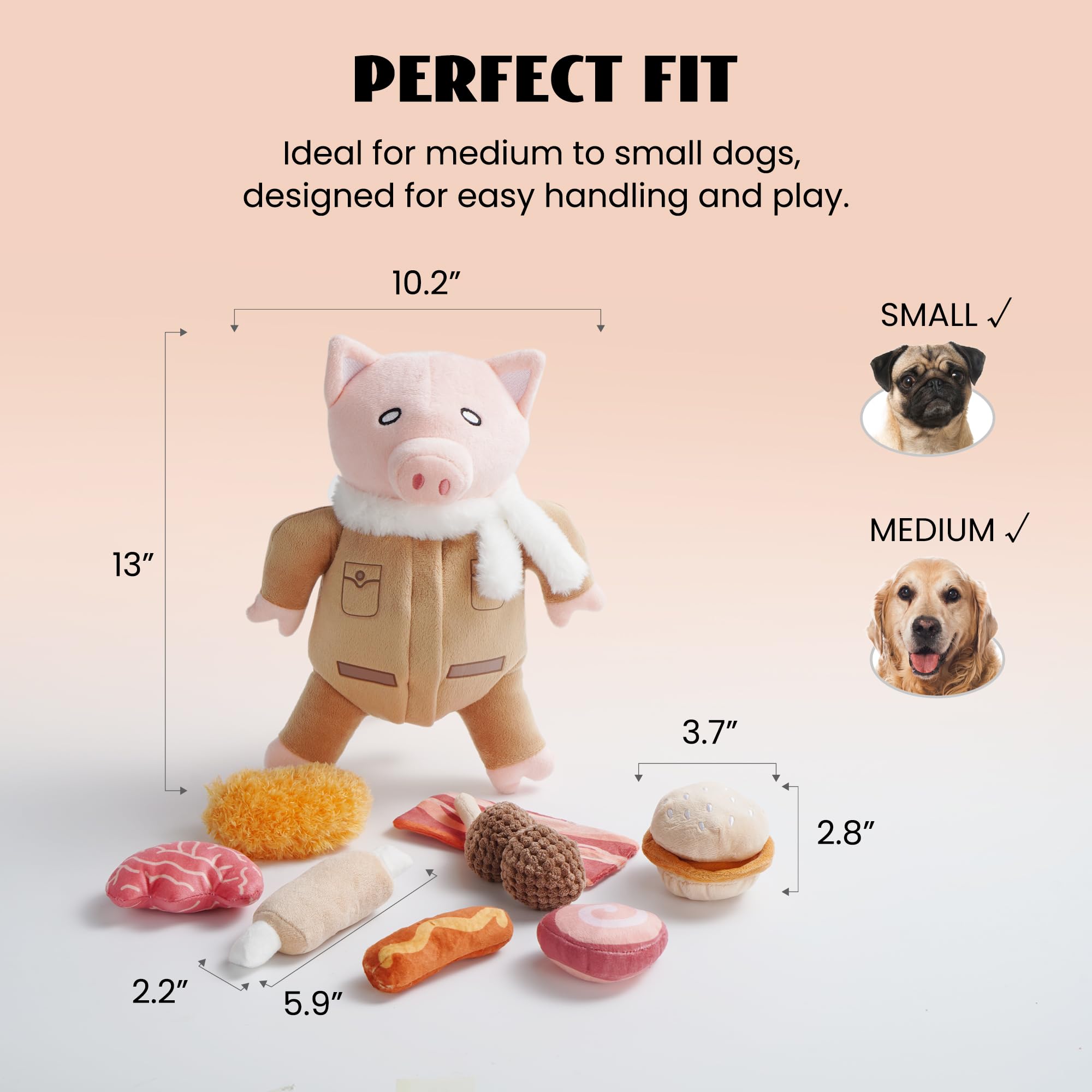 Nocciola 9 in 1 Pig Dog Toys: Funny Squeaky Stuffed Dog Chew Toys for Small Medium Breed, Plush Puzzle Training Pet Toys, Hide and Seek Mental Stimulation Anxiety Relief, Keep Dogs Entertained