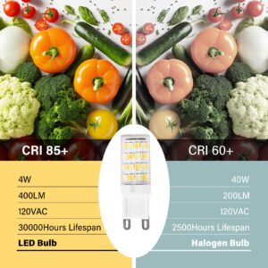 PiWWPi 10 Pack G9 LED Bulb Dimmable 3-Color Temperature, 4W G9 Base Chandelier Light Bulb, G9 Light Bulbs No-Flicker, 40W T4 G9 Halogen Equivalent (3000K Warm, 4000K Neutral, 6000K White)