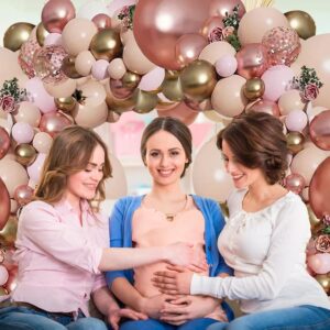 Rose Gold Pink Balloon Garland Kit, Pastel Pink Gold Metallic Nude White Balloons Rose Gold Confetti Balloons for Bridal Shower Wedding Girl Birthday Baby Shower Princess Party Decorations…