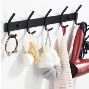 Coat Hooks Wall Mount, 5 Hooks for Robes, Bags, Keys, and Towels - Bathroom Towel Hanger Organizer for Bathroom, Bedroom, Closet Room, Kitchen