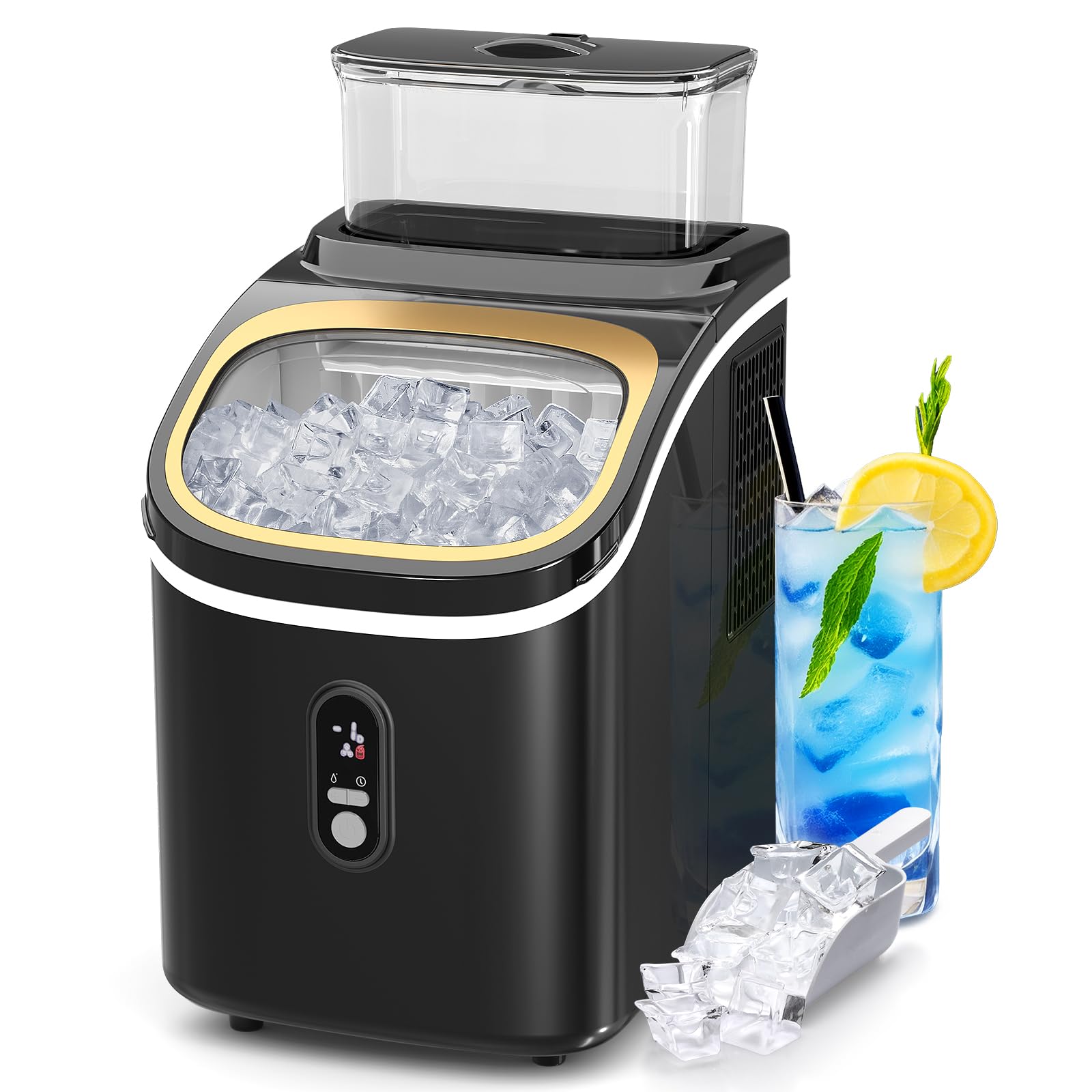 ZAFRO Countertop Ice Maker,30Lbs/24H,Automatic Cleaning Function and 24-Hour Timing Ice Machine with Ice Scoop&Ice Basket,for Home/Kitchen/Camping/Office,Black