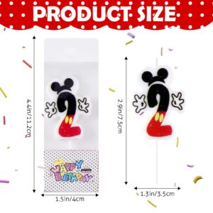 Mouse 2nd Birthday Candle, Mouse Number 2 Cake Candle Birthday Cake Topper for Mouse 2nd Birthday Party Decorations