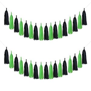 mefuny black green party decorations 20pcs tissue party banner garland for graduation gaming birthday wedding outdoor garden decorations