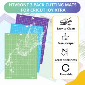 HTVRONT Cutting Mats for Cricut Joy Xtra, 3 Pack Cutting Mats 8.5"x12"(StandardGrip, LightGrip, StrongGrip), Variety Adhesive Reusable Cutting Mats Accessories for Cricut Joy Xtra