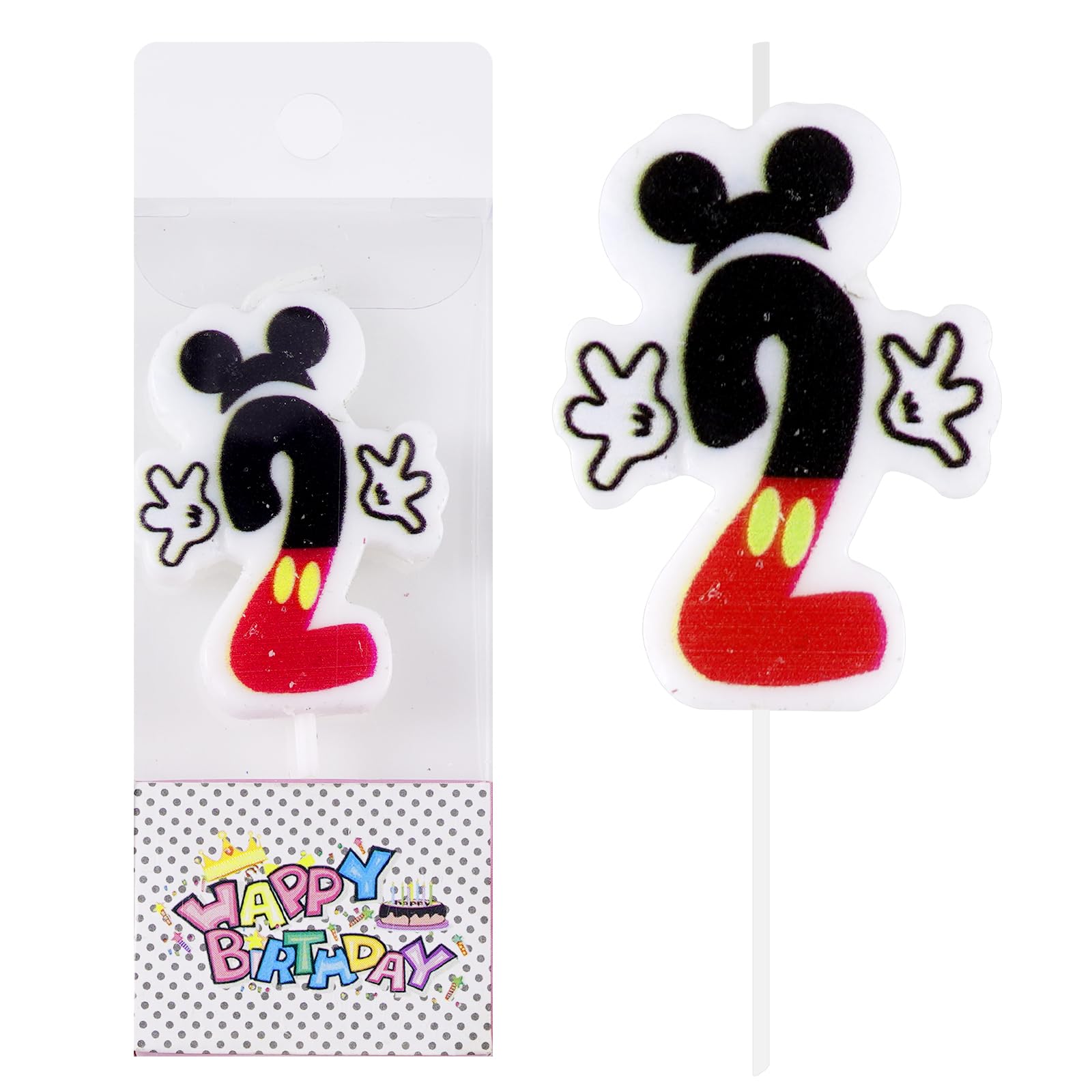 Mouse 2nd Birthday Candle, Mouse Number 2 Cake Candle Birthday Cake Topper for Mouse 2nd Birthday Party Decorations