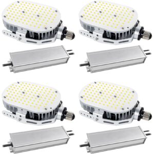 4 pack 75w led shoebox retrofit kits, 10125lm led parking lot retrofit light replace 350w mh/hps/hid 5000k e39 mogul base retrofit lights for parking lot flood lighting, ac 100-277v etl dlc listed