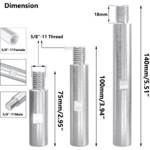 JUNLIXN 𝐉𝐔𝐍𝐋𝐈𝐗𝐍 5/8"-11 Thread Rotary Extension Shaft Set for Rotary Polisher Car Polisher Polishing Pads Backing Plate Electric Polisher 3pcs Angle Grinder Extension Connecting Rod