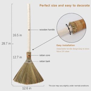 Wedding Broom for Jumping Ceremony, Jumping The Broom for Wedding, Decorative Broom DIY with Ribbons Artificial Pearl Roses