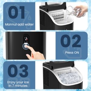 ZAFRO Countertop Ice Maker,30Lbs/24H,Automatic Cleaning Function and 24-Hour Timing Ice Machine with Ice Scoop&Ice Basket,for Home/Kitchen/Camping/Office,Black