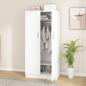 Panana 2 Door Bedroom Wardrobe Closet Bedroom Armoires Home Furniture for Storage (White)