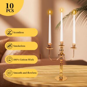 KONNI 10 Inch White Taper Candles, Unscented and Smokeless Tall Candlesticks, 10 Pack Tapered Candles with Cotton Wicks, Long Burning, Ideal for Weddings, Dinner Parties, and Home Décor